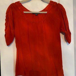 Silk Top with Ruched Sleeves